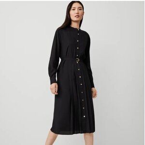 Ann Taylor Pleated Belted Midi Shirtdress
